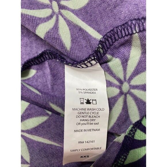 LuLaRoe Irma Purple Green Floral Slinky High Low Tunic Top Sz XXS - Picture 5 of 5